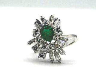 Anillo Oro Blanco Diamantes Esmeralda