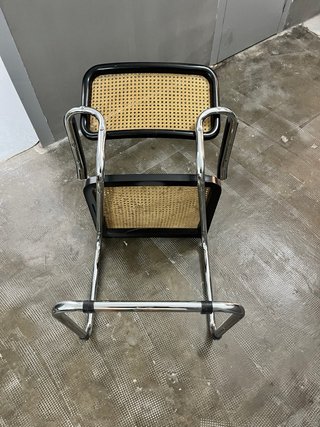 2x Sillas Diseño Bauhaus Ratán Acero Cromado