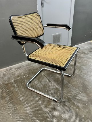 2x Sillas Diseño Bauhaus Ratán Acero Cromado