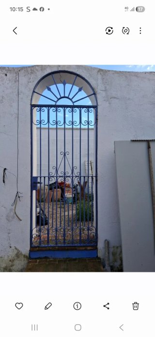 Reja de forja azul con arco