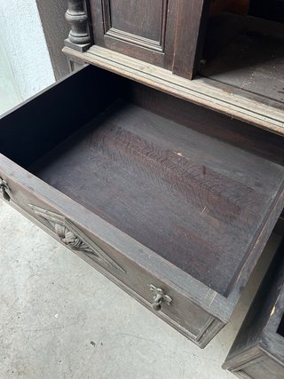 Armario antiguo madera con espejo y cajones