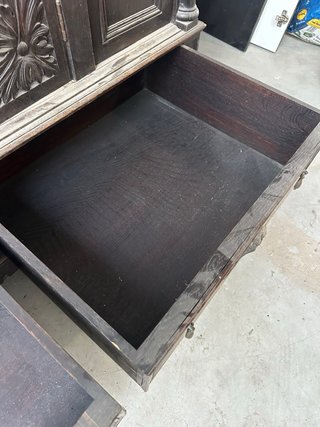 Armario antiguo madera con espejo y cajones