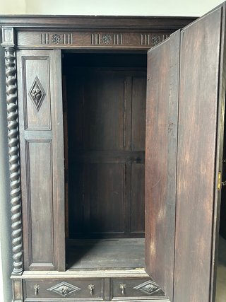 Armario antiguo madera con espejo y cajones