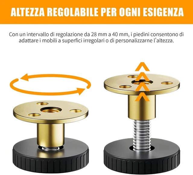 Set de 8 Patas ajustables para muebles metal sofá