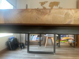 Mesa madera maciza patas hierro