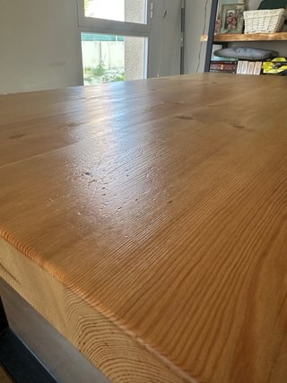 Mesa madera maciza patas hierro