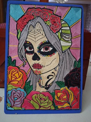 Cuadro Catrina Flores Tela