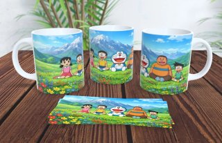 Taza Doraemon con paisaje