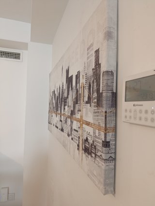 Cuadro Lienzo Skyline Nueva York Dorado
