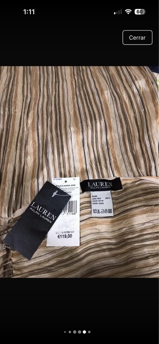 Pañuelo Seda Ralph Lauren Marrón y Beige.