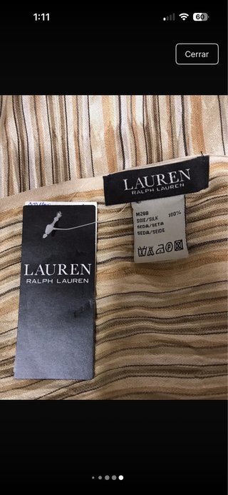 Pañuelo Seda Ralph Lauren Marrón y Beige.