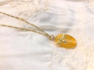 Collar Abeja Ámbar Báltico Miel Plata Bañada