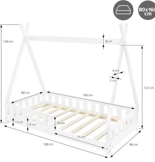 Cama infantil tipi + colchón y sábanas