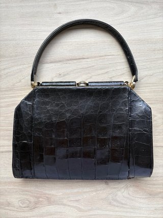 Bolso Piel Cocodrilo Negro Auténtico