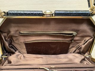 Bolso Piel Cocodrilo Negro Auténtico