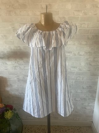 Vestido de lino rayas azul y blanco