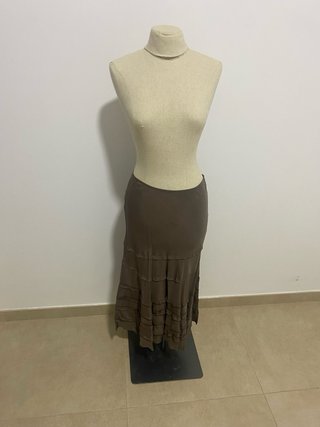 Falda midi Jigsaw marrón