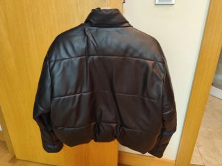 Cazadora Zara Puffer Piel Sintética Negra