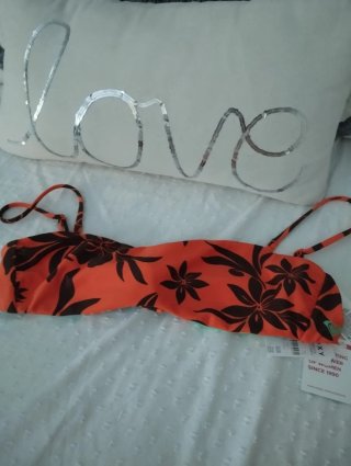 Bikini Roxy Naranja y Turquesa Estampado Floral