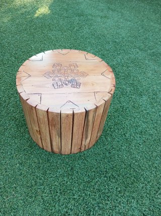 Mesa auxiliar artesanal de madera 40 diámetro x 30