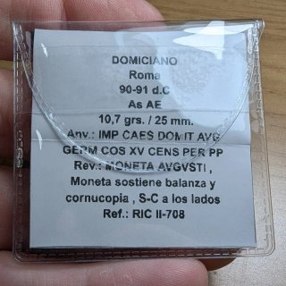 Moneda romana Domiciano 90-91 d.C.
