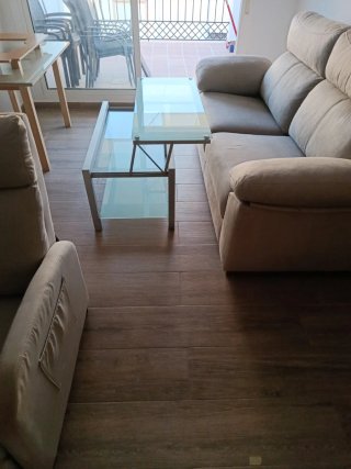 Mesa de centro cristal y metal