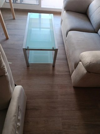 Mesa de centro cristal y metal