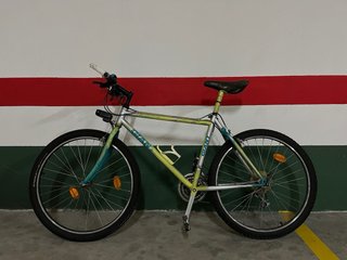 Bicicleta antigua con pintura.