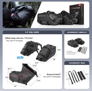 Alforjas de moto Rhinowalk MT1428 de 28L