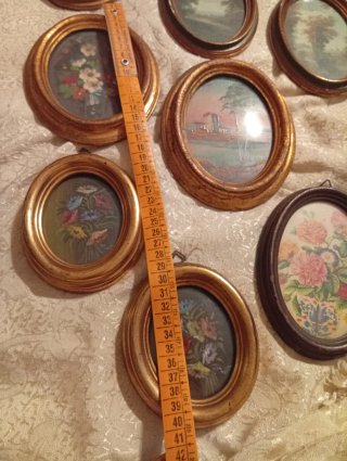 Set 8 antichi quadretti ovali