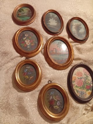 Set 8 antichi quadretti ovali