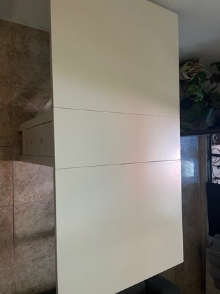 Mesa plegable extensible blanca 6 cajones