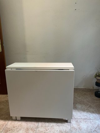 Mesa plegable extensible blanca 6 cajones