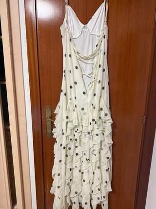 Vestido largo lunares volantes