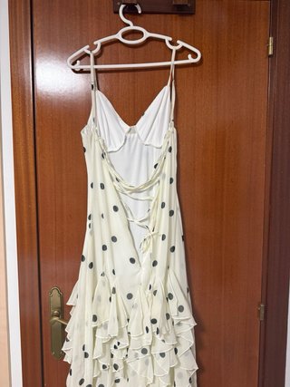 Vestido largo lunares volantes