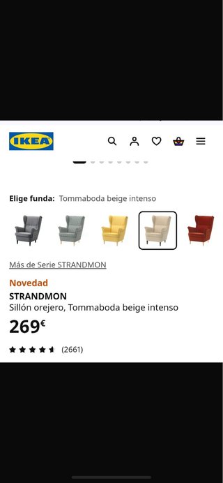 Sillón orejero beige tela Ikea