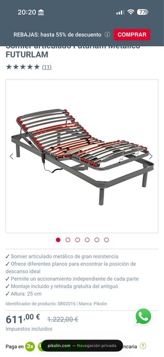 Somier Articulado Metálico Futurlam