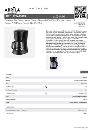 Cafetera Blanca con Jarra de Cristal