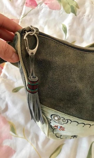 Borsa vintage in denim e cuoio
