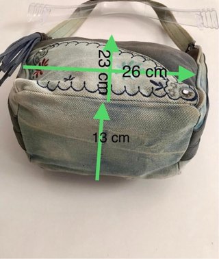 Borsa vintage in denim e cuoio