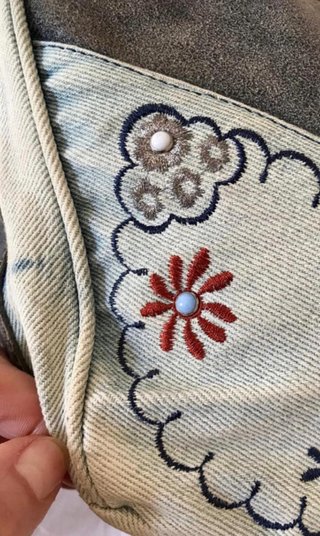 Borsa vintage in denim e cuoio