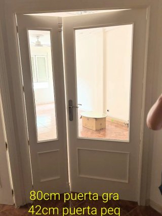 Lote puertas pino macizo lacadas blanco+manetas