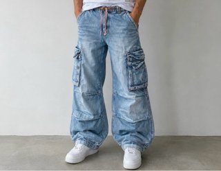 Calças Cargo Homem Azuis