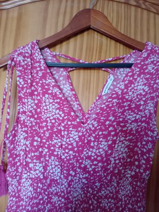 Vestido largo rosa con flores