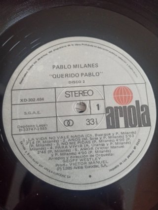 Doble vinilo Pablo Milanés Querido Pablo
