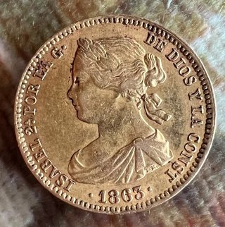 Moneda Oro 100 Reales Isabel II 1863