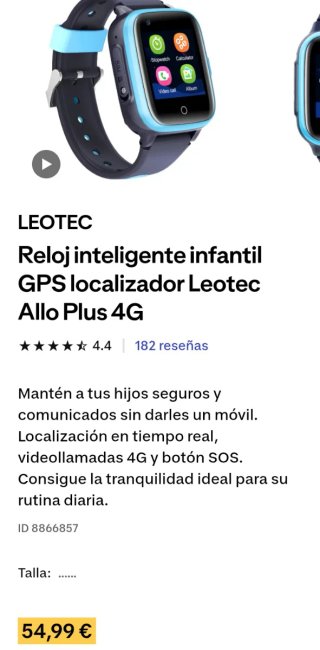 Reloj Leotec niño GPS Infantil Allo Plus 4G Azul