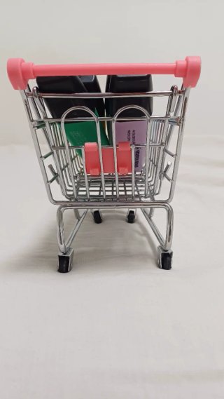 Mini carrito compra metálico con ruedas