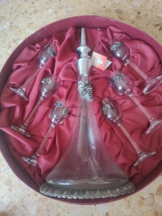 Juego Botella y Copas Decoradas