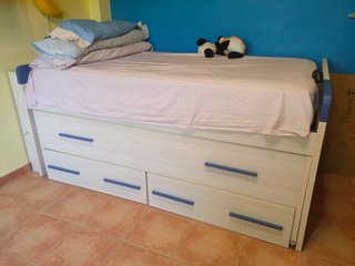 Dormitorio juvenil con cama nido + estantería
